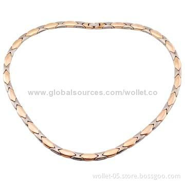 2014 Ladies' Fashion Rose Gold-plated 316L Stainless Steel Necklace, Health Gift, 18-22-inch Length